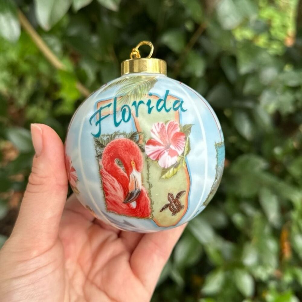 Florida Flamingo Christmas Ornament